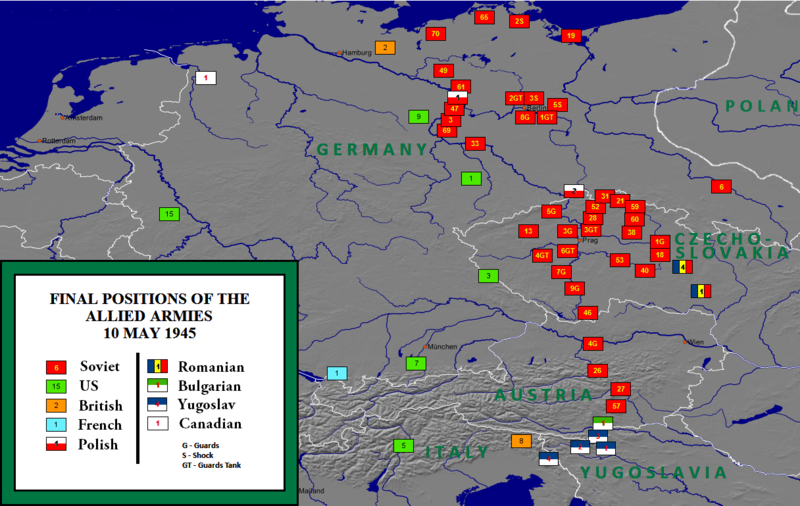 Положение войск в Европе на 10 мая 1945 г.