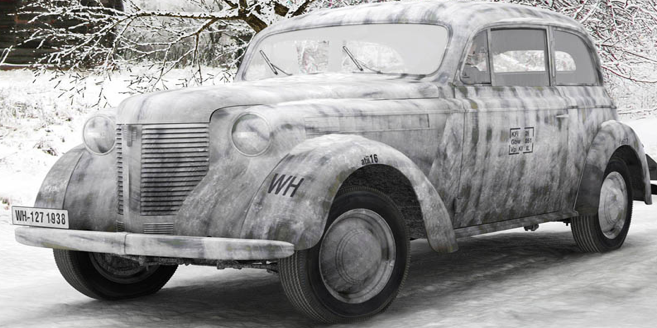 Седан «Opel Olympia OL-38» в зимнем камуфляже. 1941 г. 