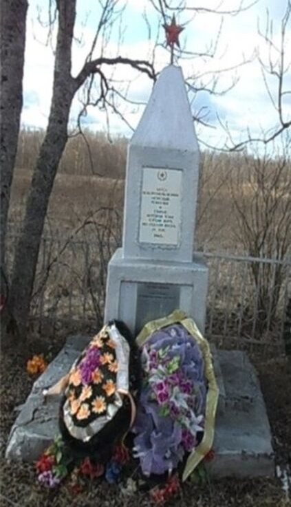 д. Алябьево Невельского р-на. Обелиск, установленный на братской могиле.