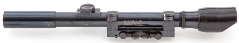 Армейский снайперский прицел 2.5х M81. Прицел М81 имел тонкую сетку перекрестия и солнцезащитный козырек. Он использовался для снайперской винтовки M1-C.