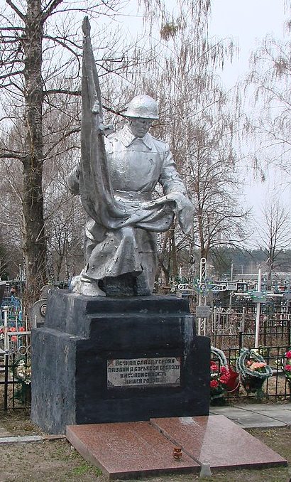 п. Брусилов. Памятник, установленный на братской могиле, в которой похоронено 37 советских воинов. 