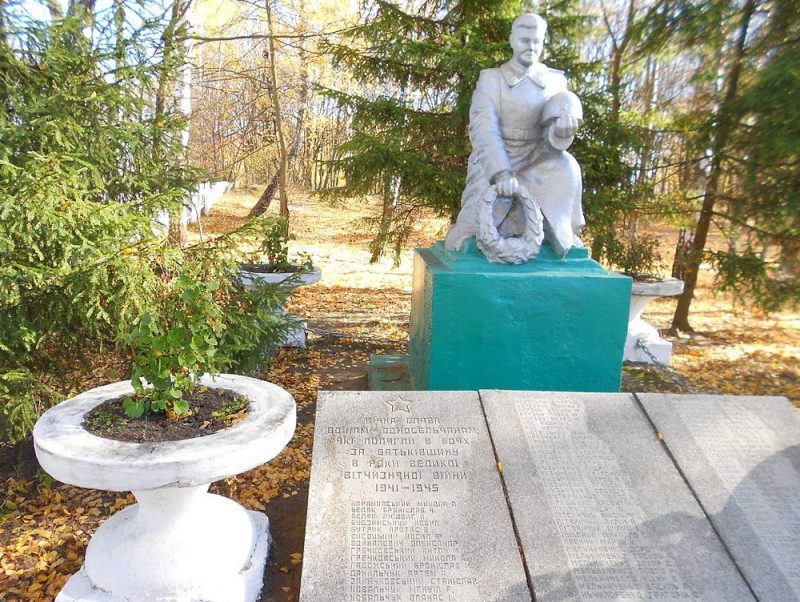 с. Ставище Коростенского р-на. Братская могила 18 советских воинов и памятник воинам-односельчанам.