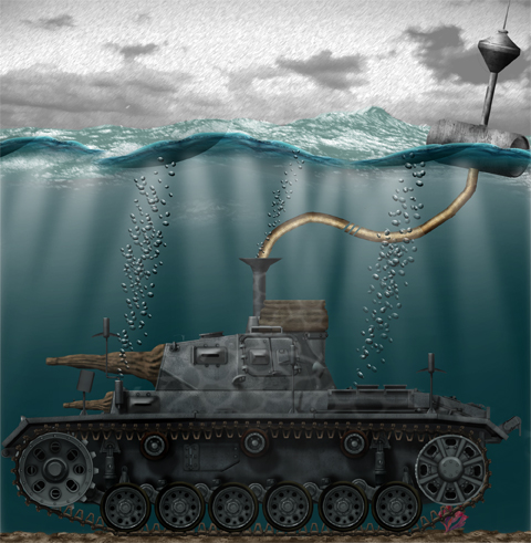 Подводный танк Tauchpanzer III» глазами художника. 