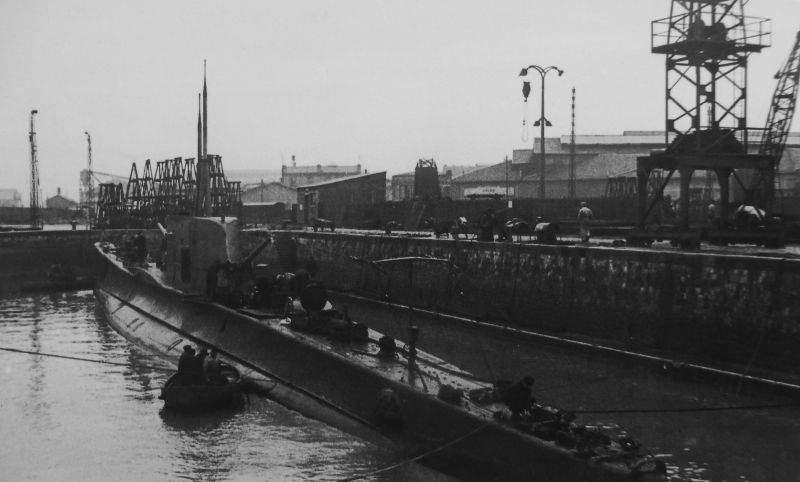Подлодка типа «Марчелло» на базе подводных лодок в Бордо. Март 1941 г. 