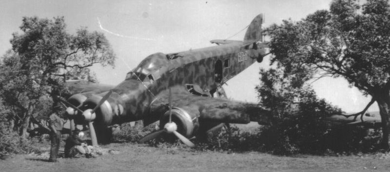 Сбитый бомбардировщик Savoia-Marchetti SM.79 «Sparviero». 1943 г.