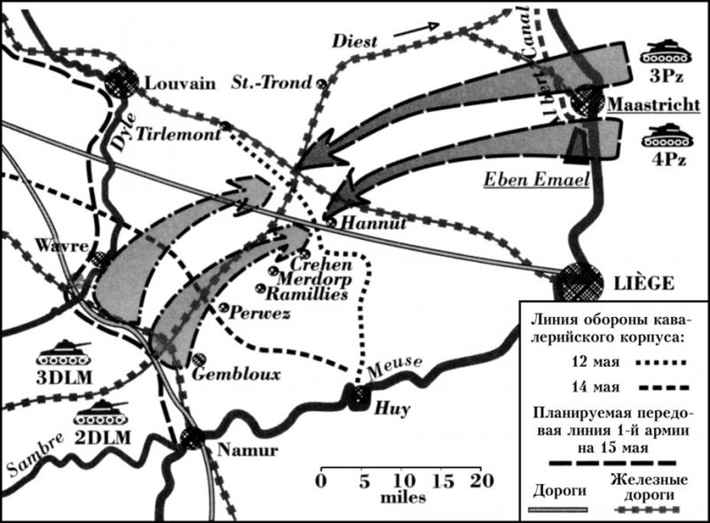 Карта-схема битвы у Анню 12–14 мая 1940 года.
