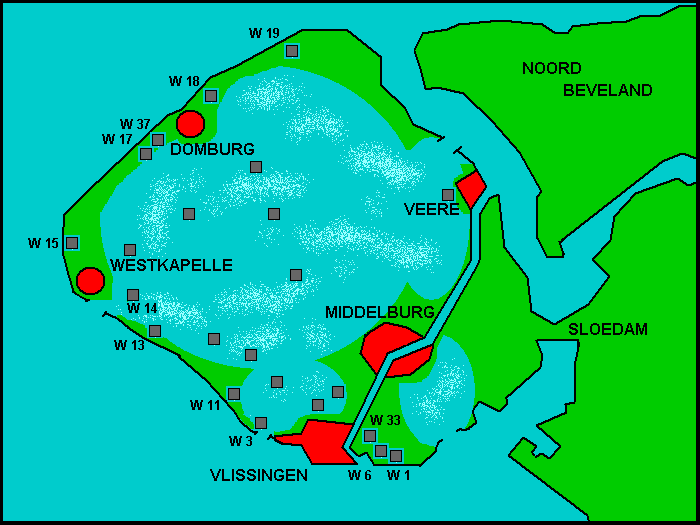 Карта-схема затопления Валхерена.