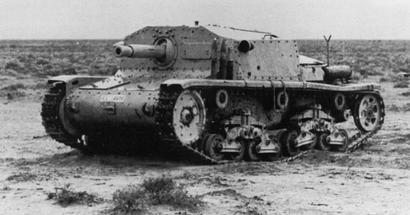 САУ Semovente M.40 da 75/18 под Эль-Аламейном. Октябрь 1942 г.
