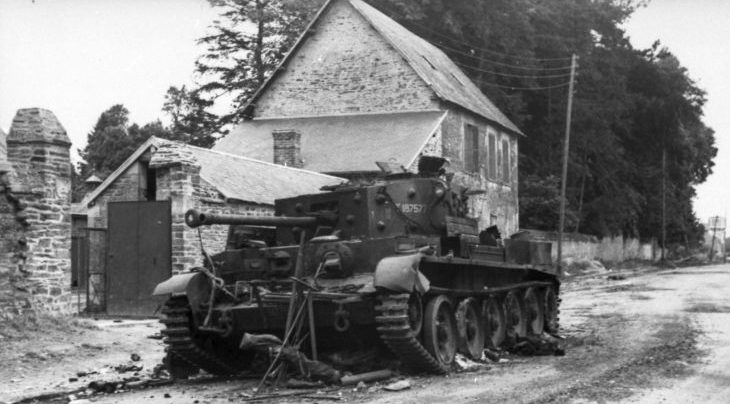 Танк «Кромвель», подбитый в Виллер-Бокаж. 16 июня 1944 г. 
