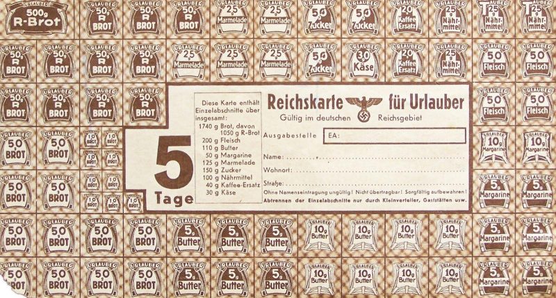 Германские продовольственные карточки, 1940-е годы.