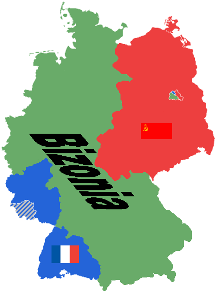 Бизония на карте оккупированной Германии.