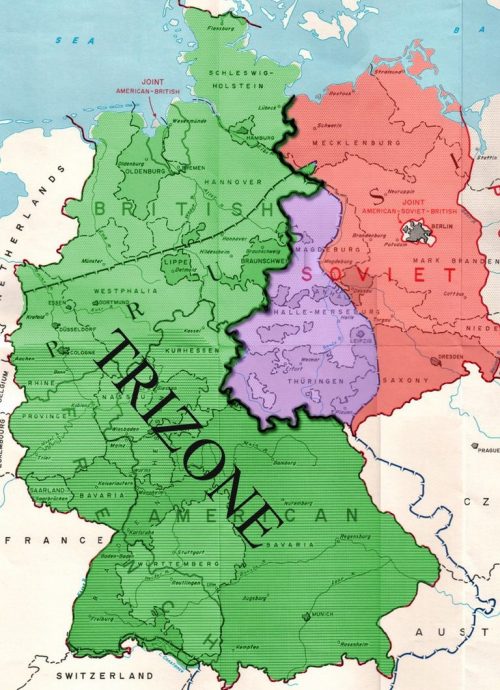 Тризония на карте оккупированной Германии.