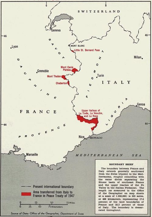 Франко-итальянская граница после подписания договора.