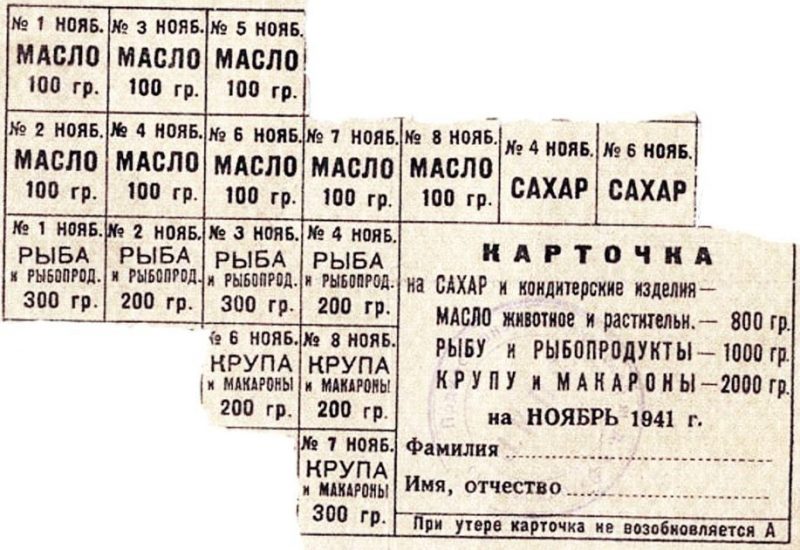 Продуктовые карточки.1941 год.