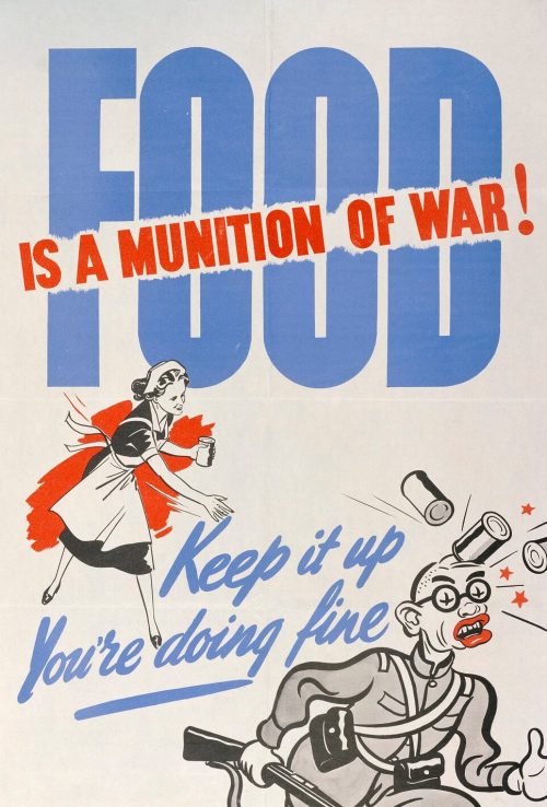 Плакат, идентифицирующий еду как оружие.