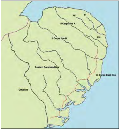 Схема стоп-линий Восточной Англии на карте. 