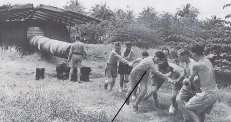 15-дюймовое морское орудие батареи «Johore» а годы войны.