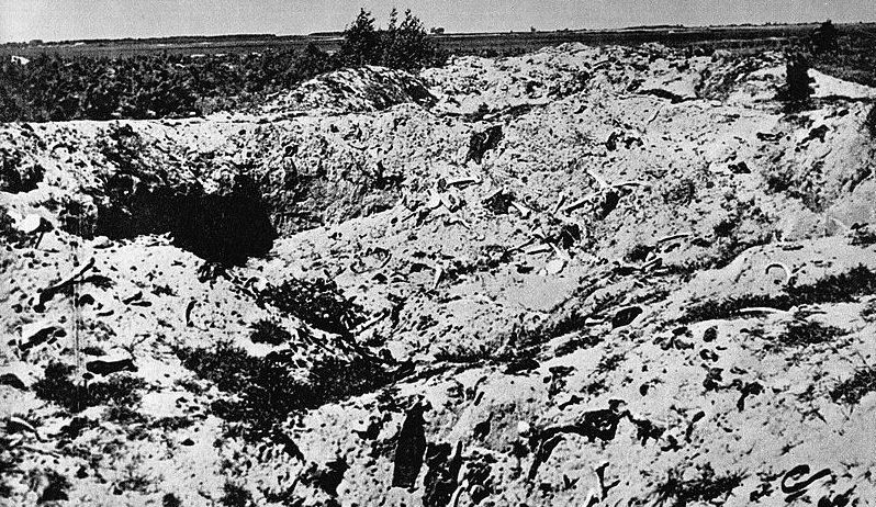 Захоронение в Треблинке после раскопок «копателей» золота. Июль 1945 г.
