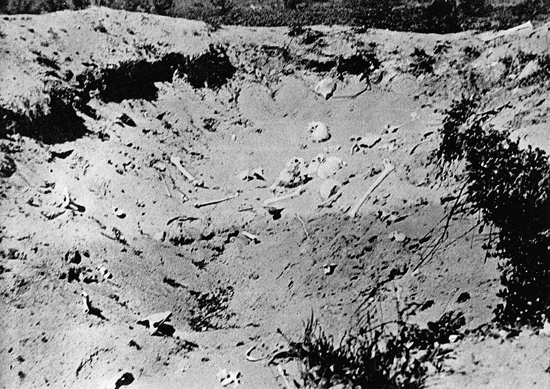 Захоронение в Треблинке после раскопок «копателей» золота. Июль 1945 г.