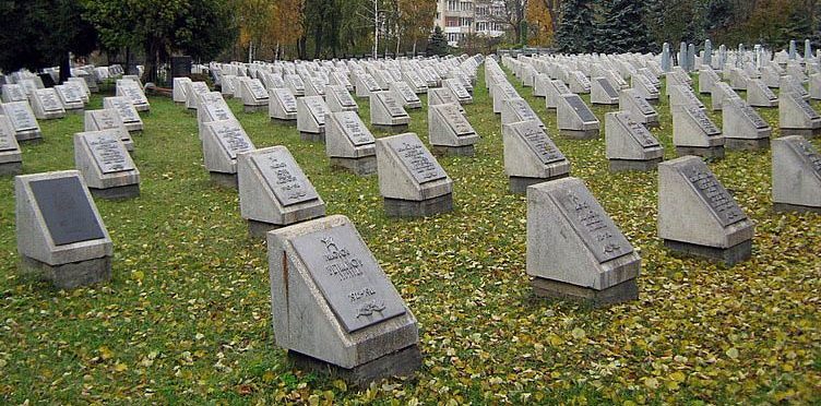 Общий вид индивидуальных захоронений советских воинов. 
