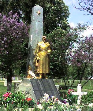 с. Плужное Изяславского р-на. Памятник, установленный на братской могиле советских воинов и партизан.