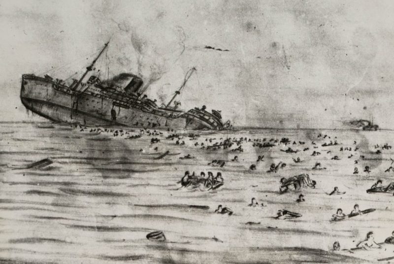 Рисунок гибели «адского корабля».