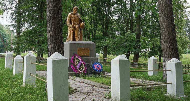 с. Решневка Староконстантиновского р-на. Памятник, установленный на братской могиле советских воинов. 