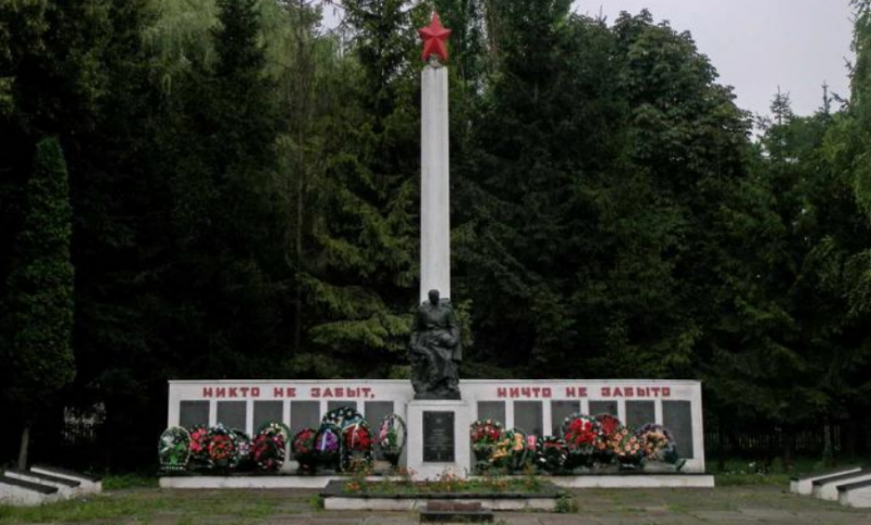 г. Чемеровцы. Братская могила советских воинов и памятный знак в честь воинов-односельчан.