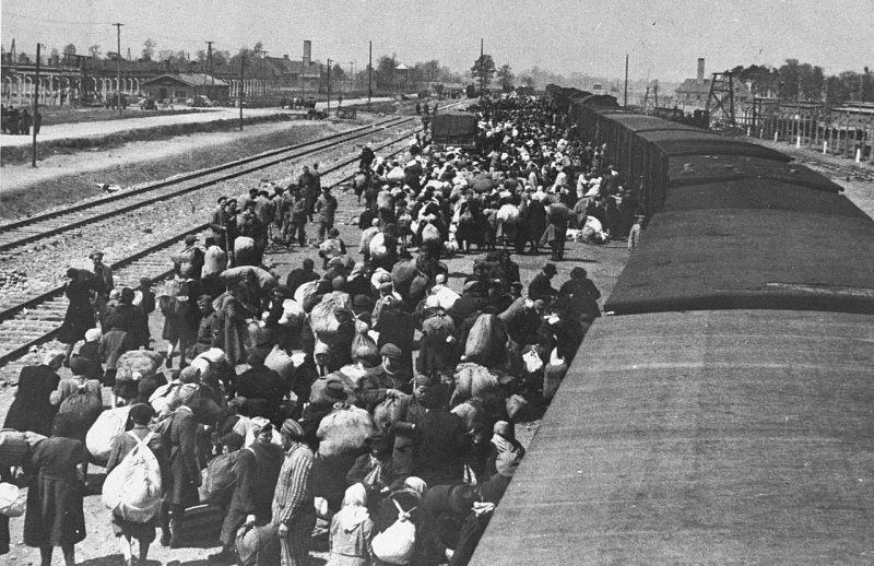 Евреи из Подкарпатской Руси прибывают в Освенцим. Май 1944 г.
