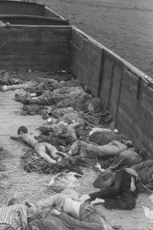 Трупы евреев в поезде смерти в Дахау. Апрель 1945 г.