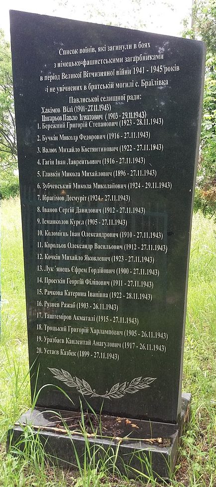 с. Браиловка Онуфриевского р-на. Братская могила советских воинов.