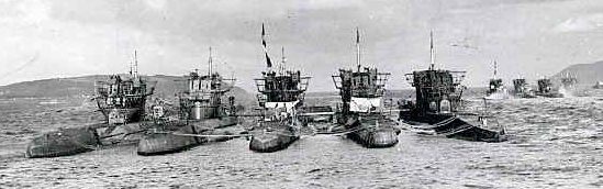 Немецкие подлодки у озера Лох-Райан (Северная Шотландия), 3 декабря 1945 г.