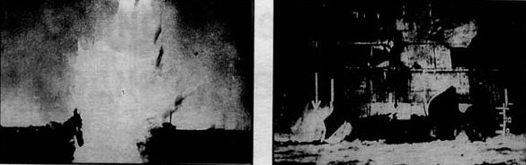 Фотографии гибели корабля из отчета испытаний. 