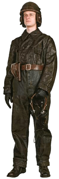 Офицер бронетанковых войск в кожаном костюме.