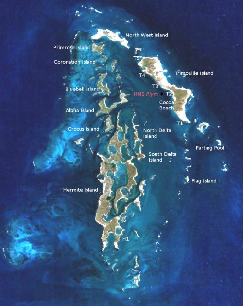 Карта островов Монтебелло с указанием места проведения операции «Ураган».
