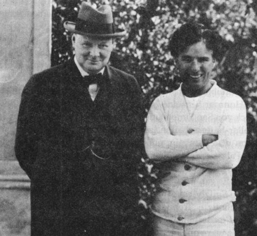 Уинстон Черчилль в гостях у Чарли Чаплина в Голливуде. 1929 г.