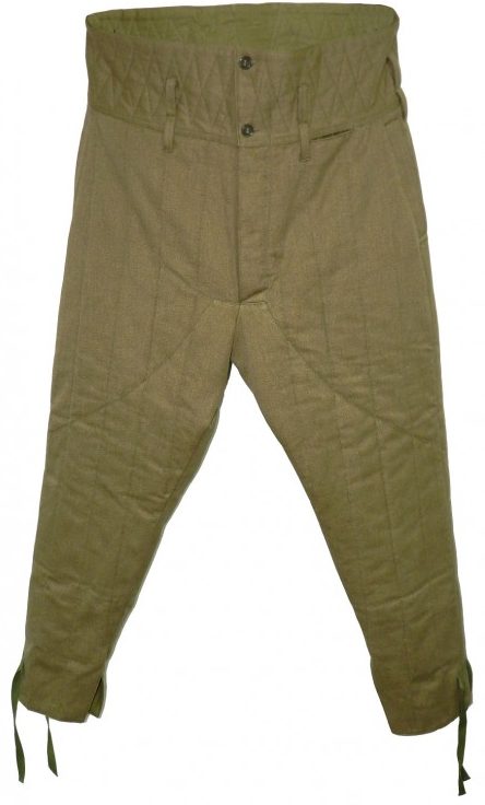 Утепленные зимние ватные брюки с леями и наколенниками образца 1941 г.