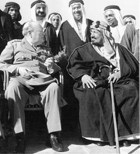 Черчилль и король Саудовской Аравии Абд аль-Азиз. 1945 г.