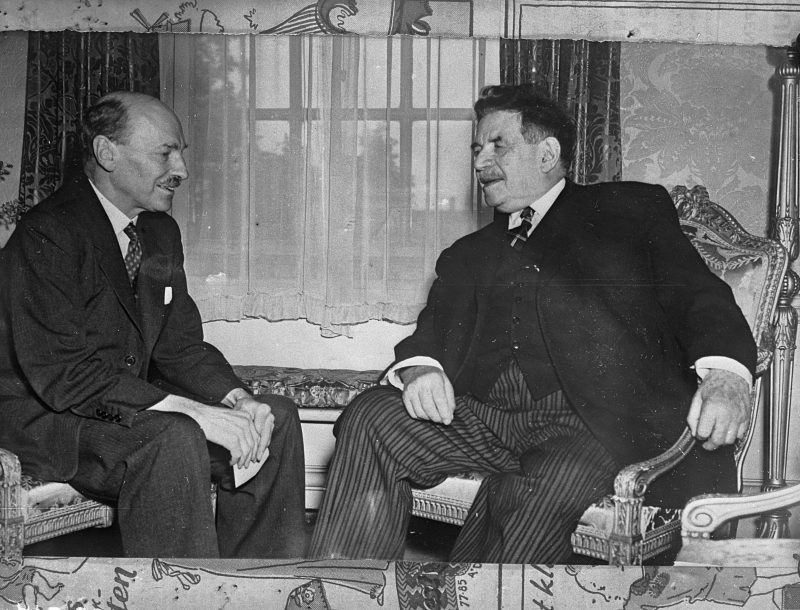 Клемент Эттли принимает Председателя Национального собрания Франции Эдуара Эррио. 1947 г.