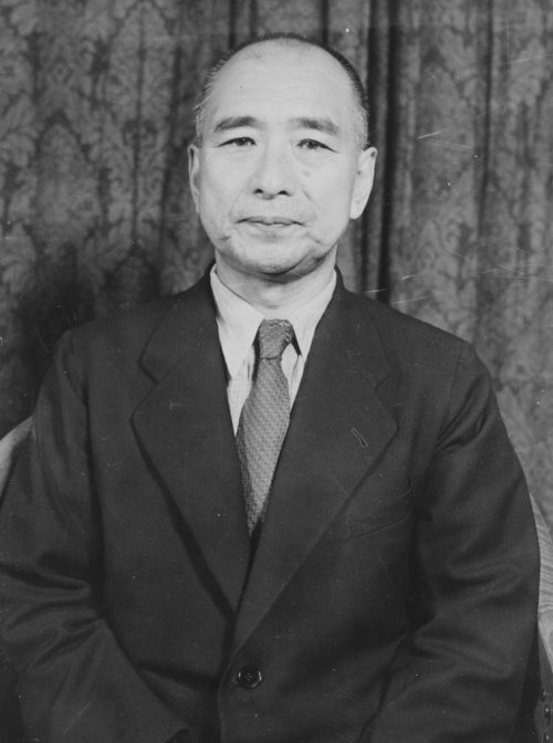 Симада Сигэтаро во время судебного процесса по делу о военных преступлениях в Международном военном трибунале для Дальнего Востока. 1947 г.