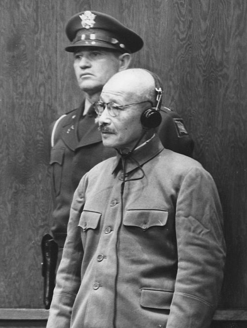 Тодзио Хидэки во время Токийского процесса. 1946 г.