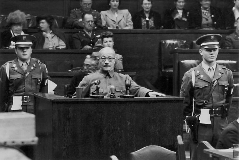 Тодзио Хидэки во время Токийского процесса. 1947 г.
