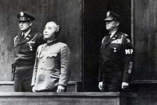 Муто Акира во время судебного процесса по делу о военных преступлениях в Международном военном трибунале для Дальнего Востока. 1947 г. 
