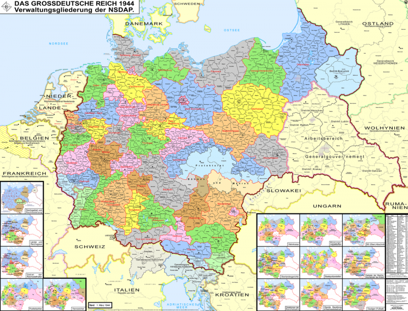 Партийно-административное деление Германии на 1944 г.