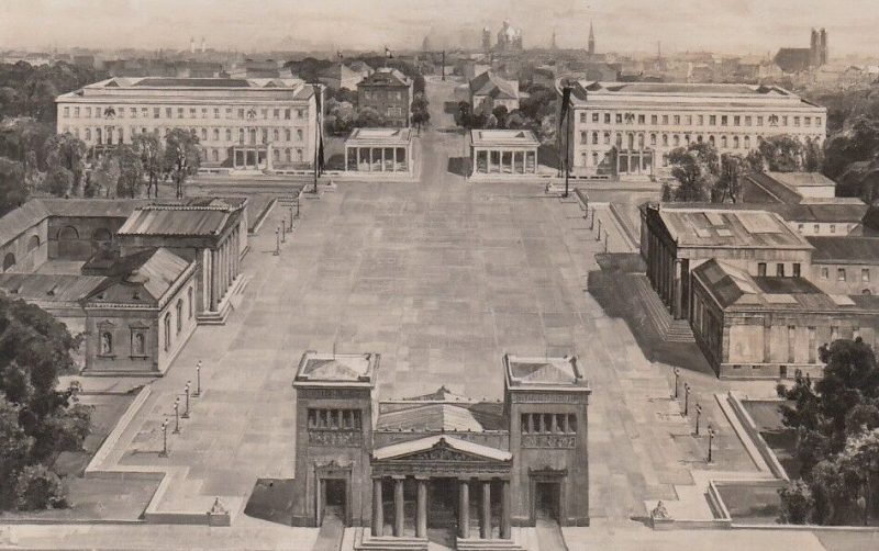 Площадь Кёнигсплац в Мюнхене с двумя Храмами чести. 1936 г.