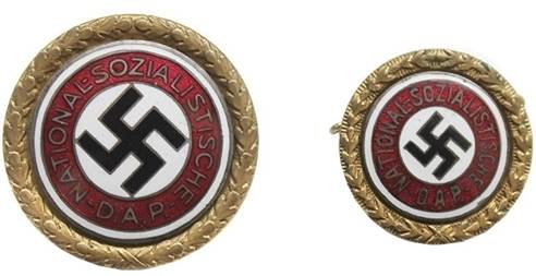 Малый и большой Золотой партийный знак НСДАП (30,5 мм и 25 мм).