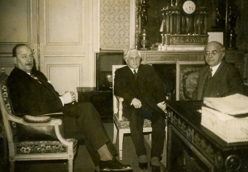Пьер-Этьен Фланден и министры Жозеф Поль-Бонкур и Альбер Сарро. 1936 г.