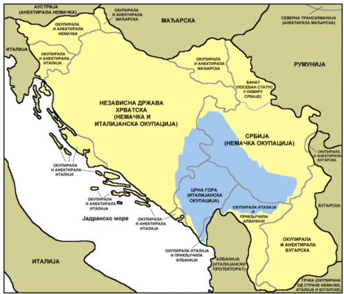 Максимальная территория, которую контролировали четники к 1942 году.