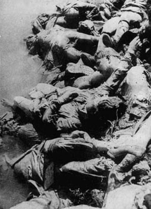 Тела заключенных, казненных усташами в Ясеноваце. 1942 г.