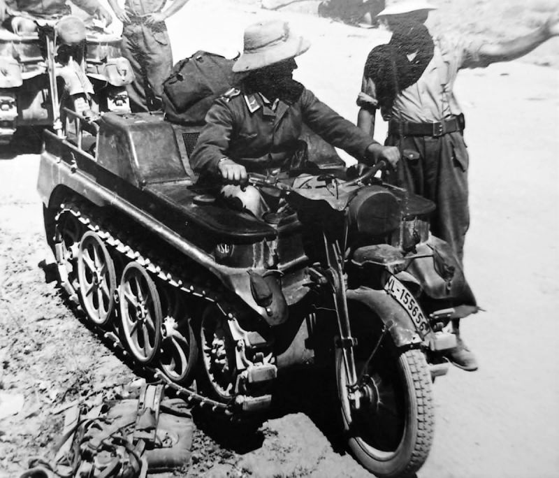 Полугусеничный тягач «Kleines Kettenkraftrad» на Крите. Июнь 1941 г.